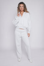 Oversized Bomber Style Fleece Zipper Co-ord