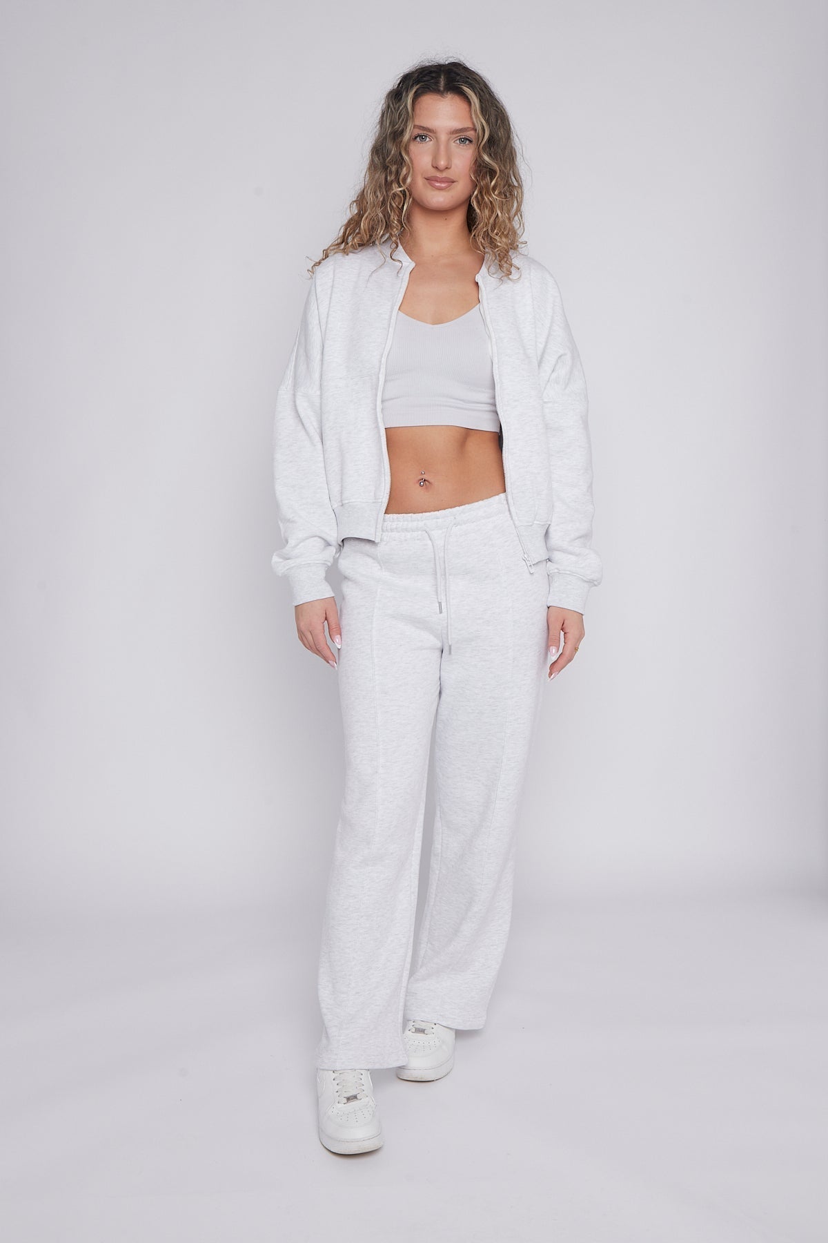Oversized Bomber Style Fleece Zipper Co-ord