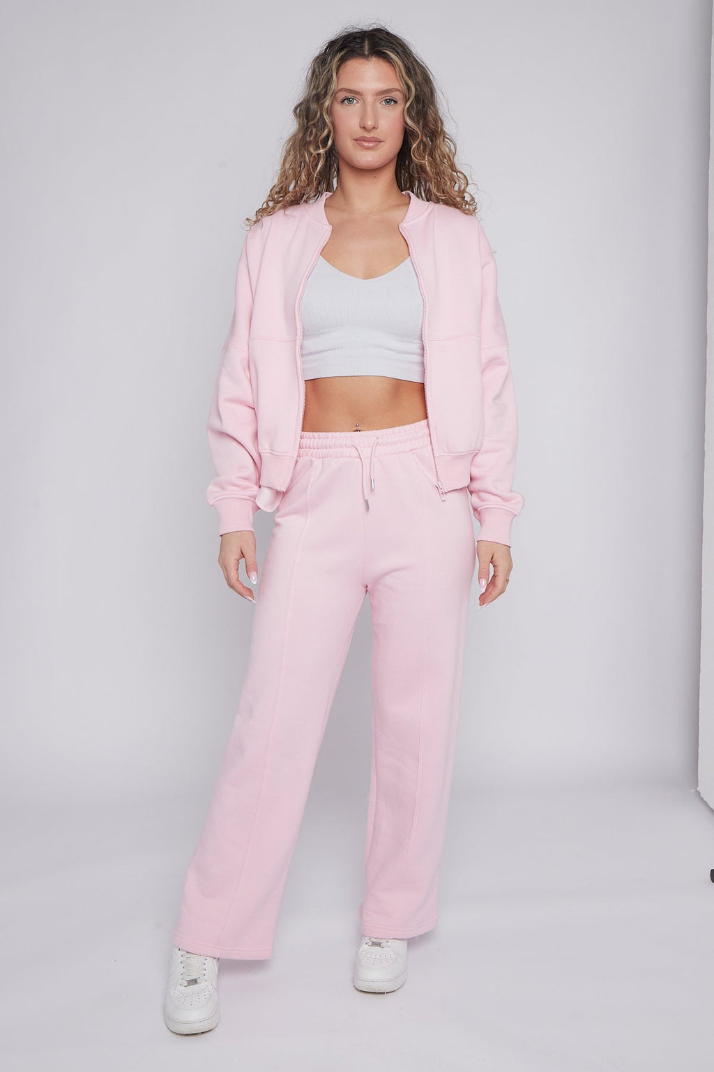 Oversized Bomber Style Fleece Zipper Co-ord