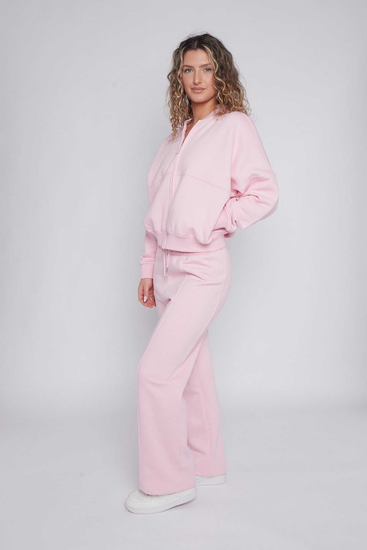 Oversized Bomber Style Fleece Zipper Co-ord
