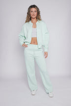 Oversized Bomber Style Fleece Zipper Co-ord