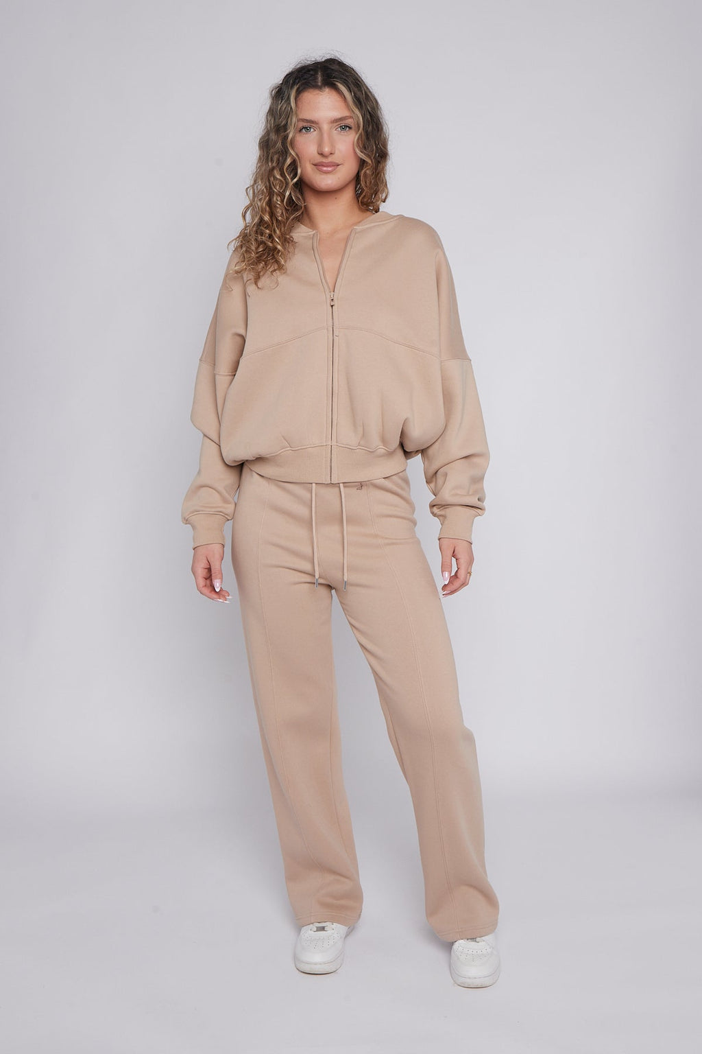 Oversized Bomber Style Fleece Zipper Co-ord