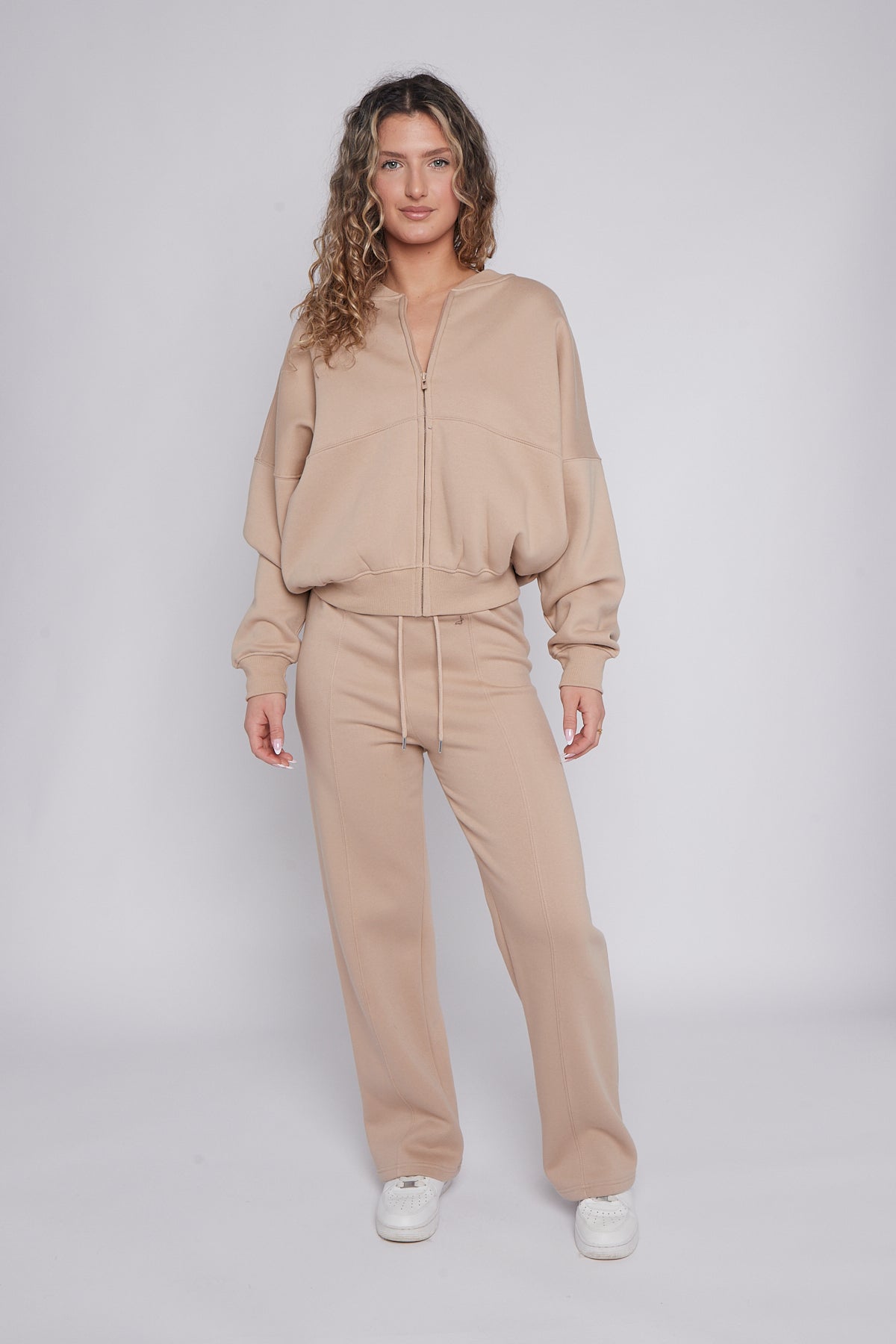 Oversized Bomber Style Fleece Zipper Co-ord