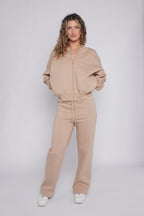 Oversized Bomber Style Fleece Zipper Co-ord