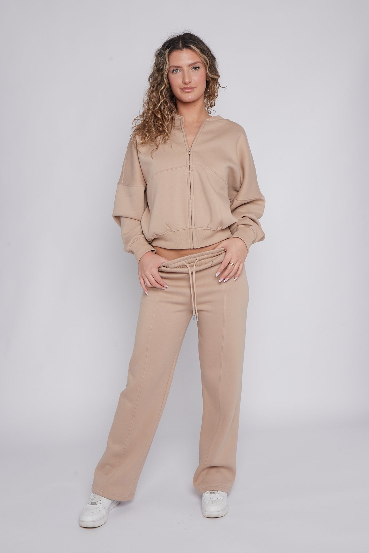 Oversized Bomber Style Fleece Zipper Co-ord
