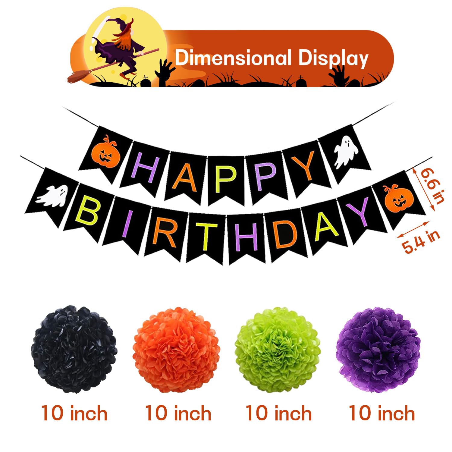 IMISHM Halloween Party Decorations Kit — Banner, Balloons & Cake Topper for Halloween Birthday