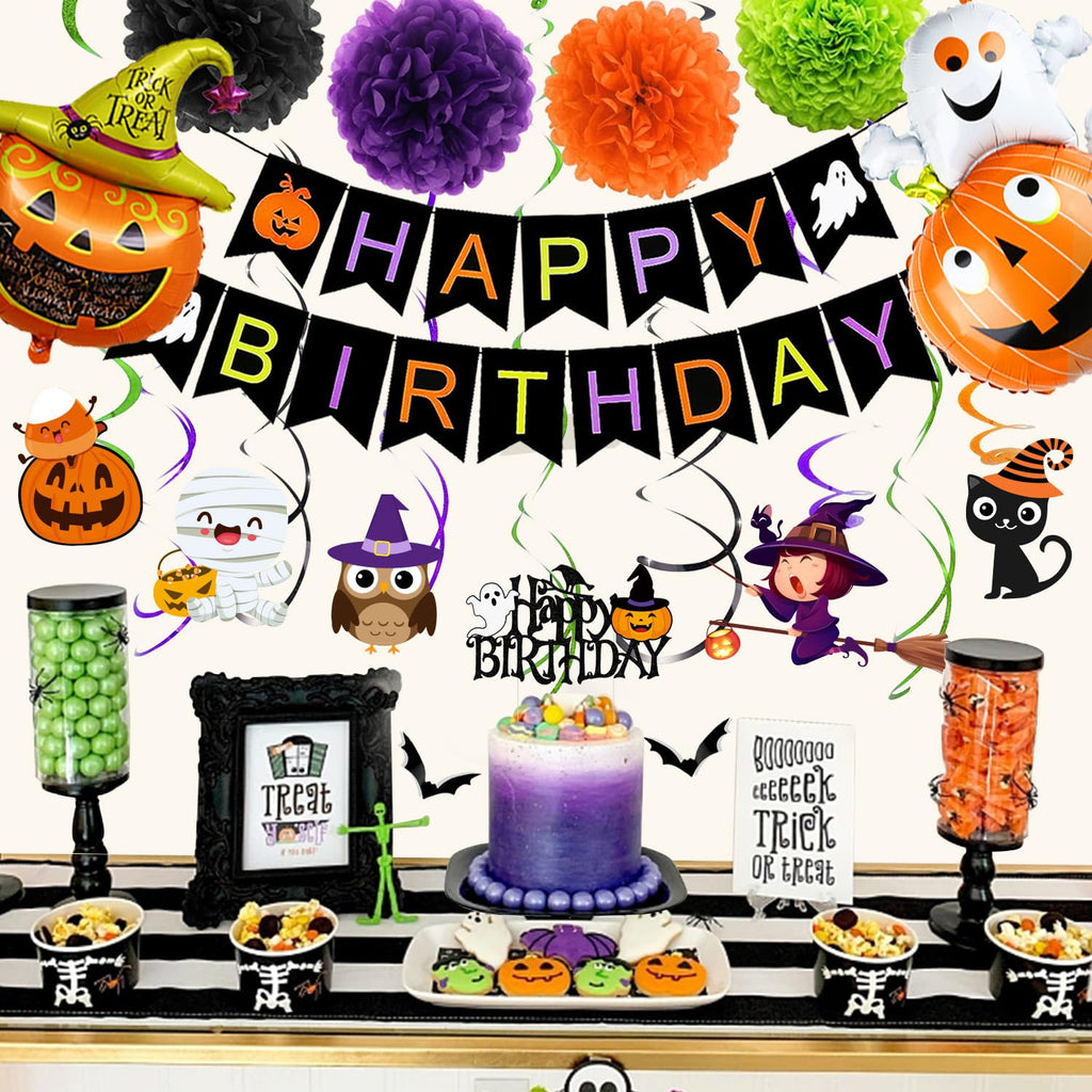 IMISHM Halloween Party Decorations Kit — Banner, Balloons & Cake Topper for Halloween Birthday