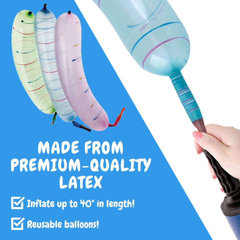 IMPRESA Flying Balloon Rockets – 100-Pack with Hand Pump, Extra-Long Screamer Balloons, Assorted Colors