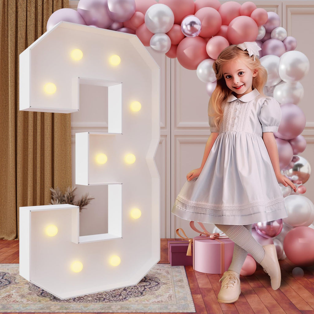 imprsv 4FT Marquee Number 3 – DIY Light Up Birthday Decor, Foam Board Kit