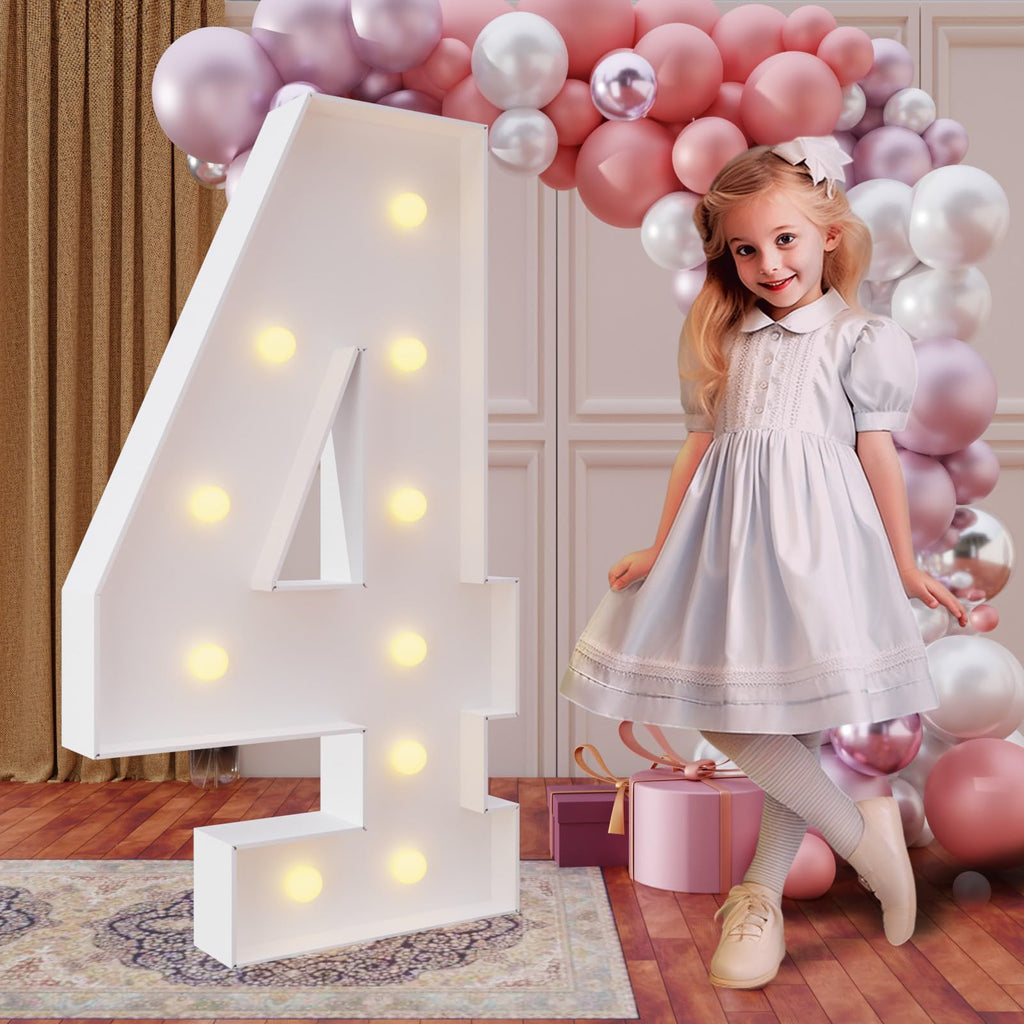 imprsv 4FT Marquee Number 4 - DIY Light Up Birthday Backdrop Kit