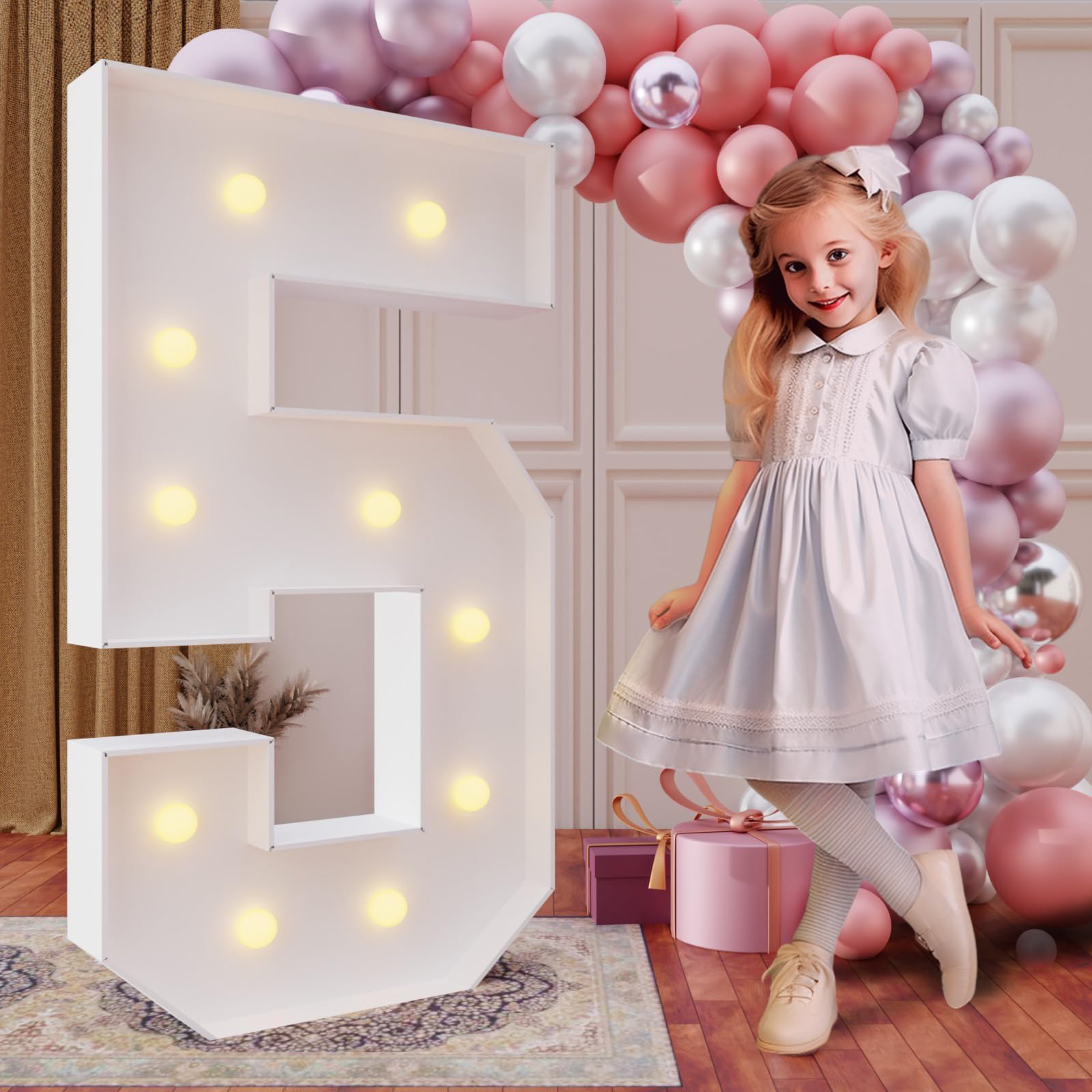 imprsv 4FT Marquee Number 5 - DIY Light Up Birthday & Anniversary Party Decor