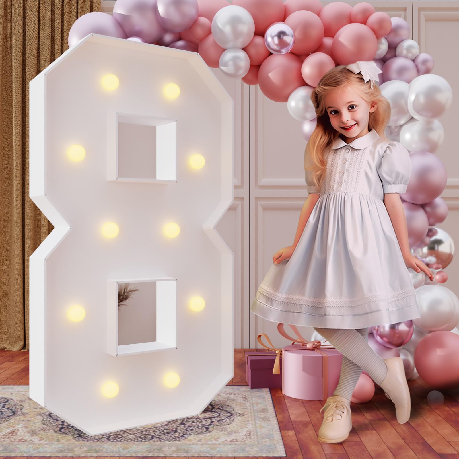 imprsv 4FT Marquee Number 8 – DIY Light Up Birthday & Event Decor, Foam Board Kit
