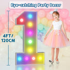 imprsv 4FT Colorful Marquee Numbers with Remote – 18 Colors Light Up Sign Kit