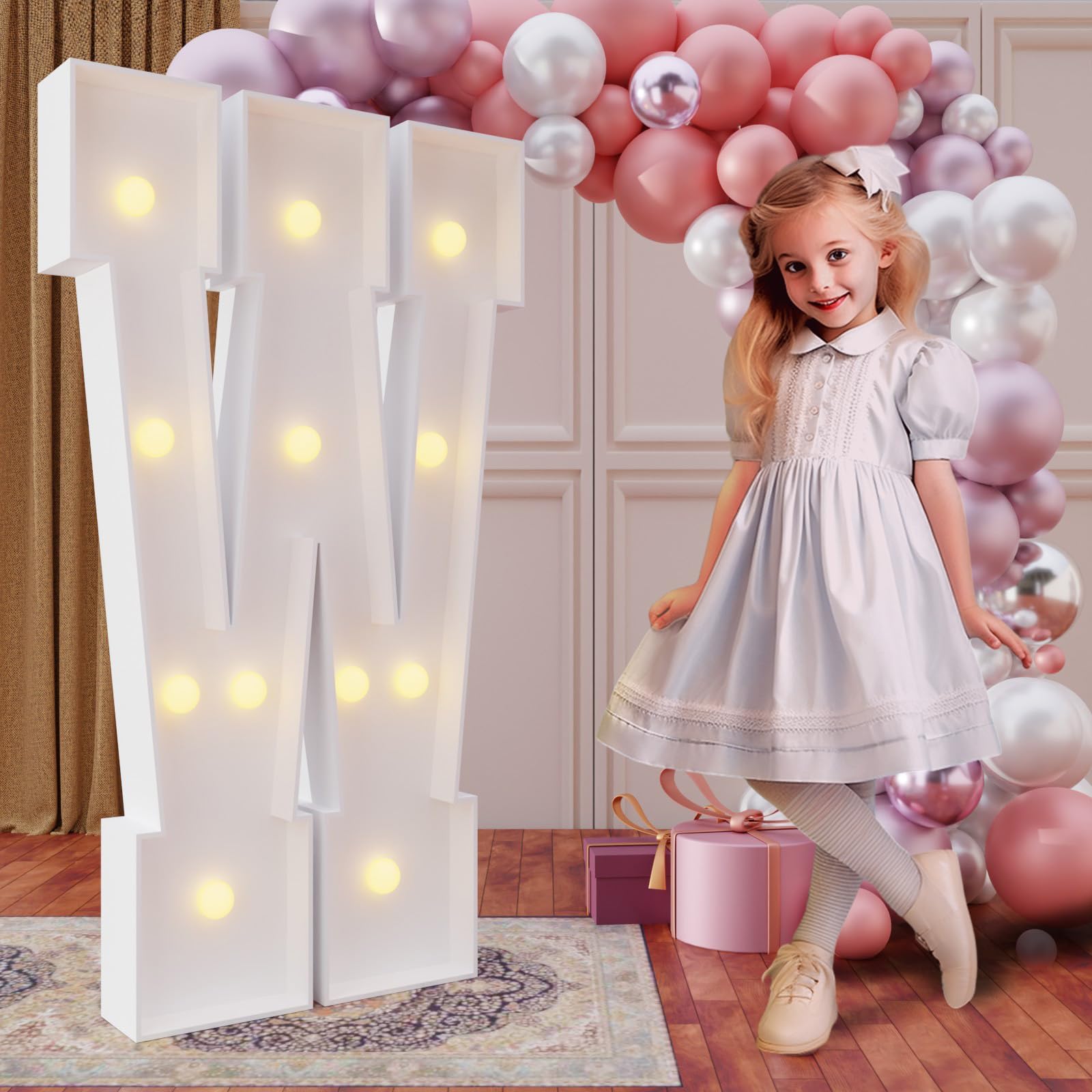 imprsv 4FT Marquee Light Up Letters – Large Letter W for Birthday, Wedding, and Event Decor