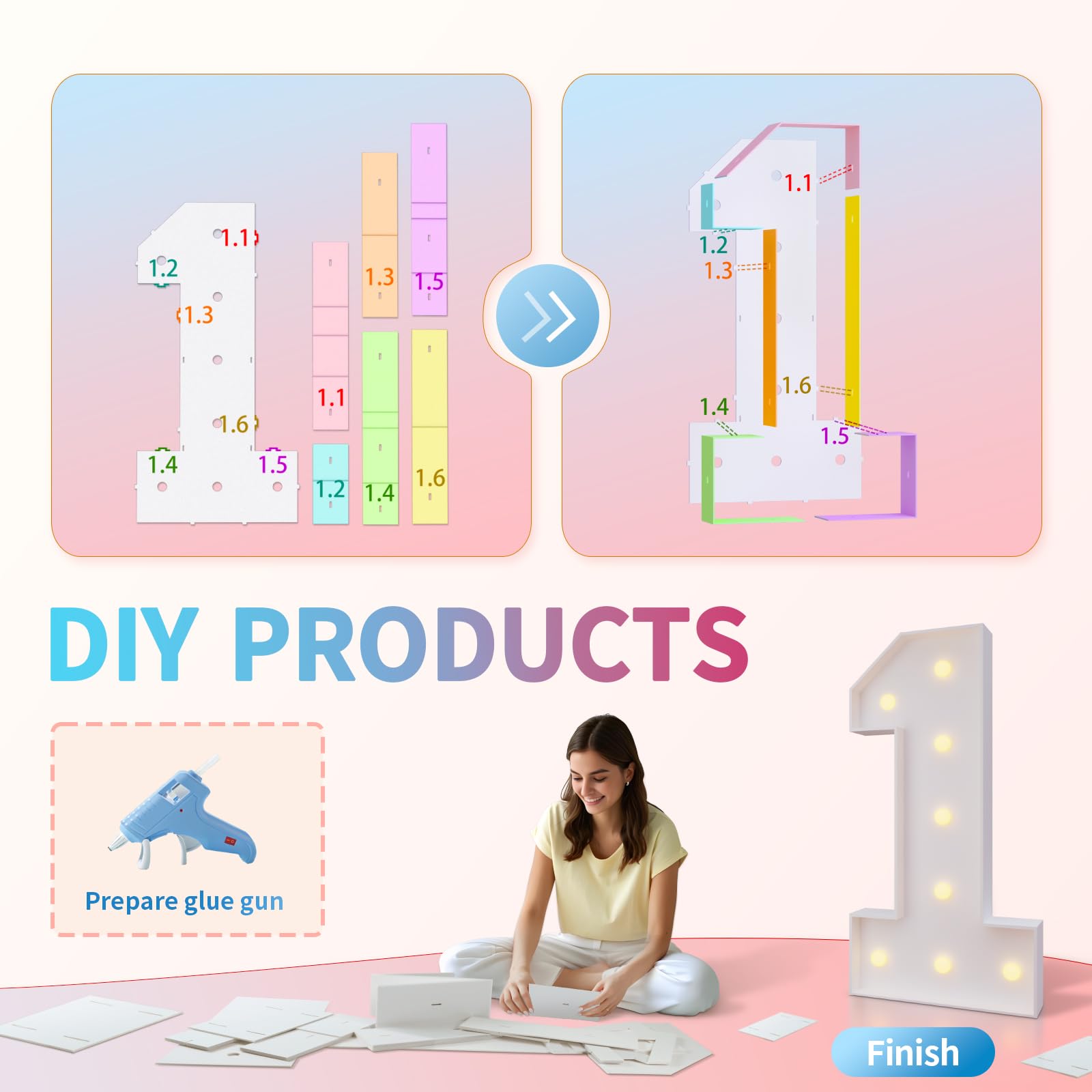 imprsv 3FT Marquee Numbers - Light Up Birthday & Anniversary Decor | Pre-Cut Foam Board Kit