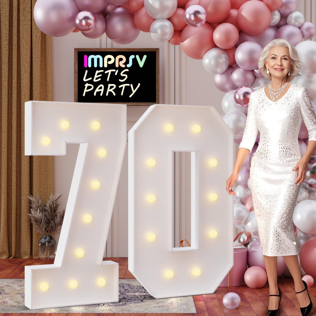 imprsv 4FT Marquee Numbers 70 – DIY Light Up Birthday & Anniversary Decor
