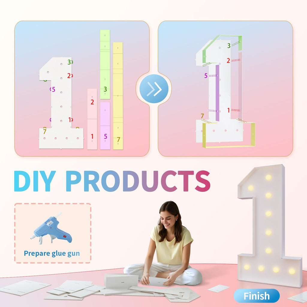 imprsv 4FT Marquee Numbers 70 – DIY Light Up Birthday & Anniversary Decor
