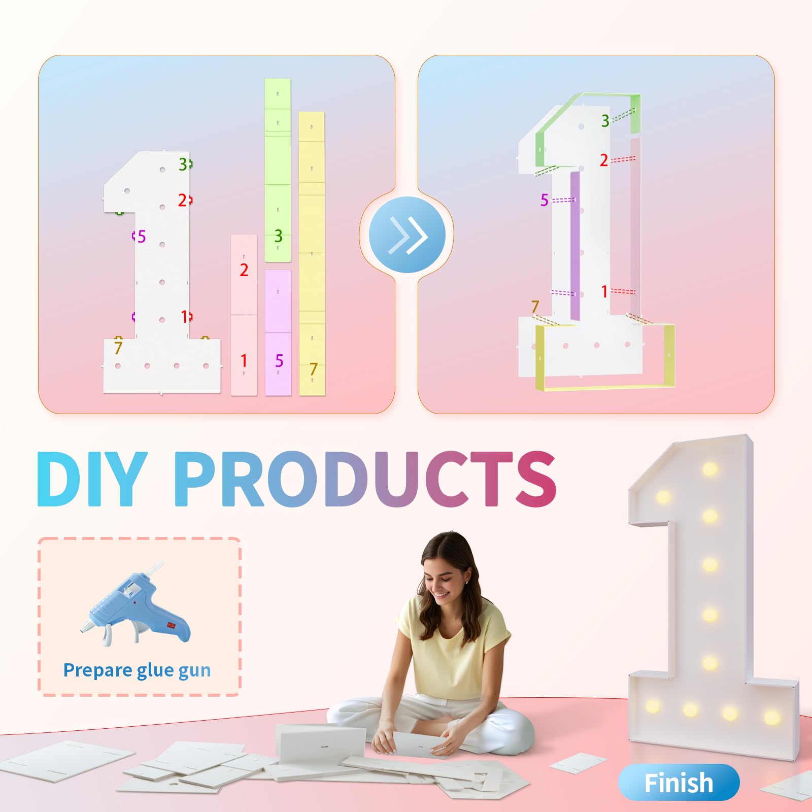 imprsv 4FT Marquee Numbers 70 – DIY Light Up Birthday & Anniversary Decor
