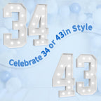 imprsv Marquee Numbers Large 34th Birthday Decorations – 4ft Light Up Number Backdrop for 34 & 43 Celebrations