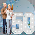 imprsv Marquee Numbers 50th Birthday Decor – 4ft Light-Up 50th Celebration Backdrop