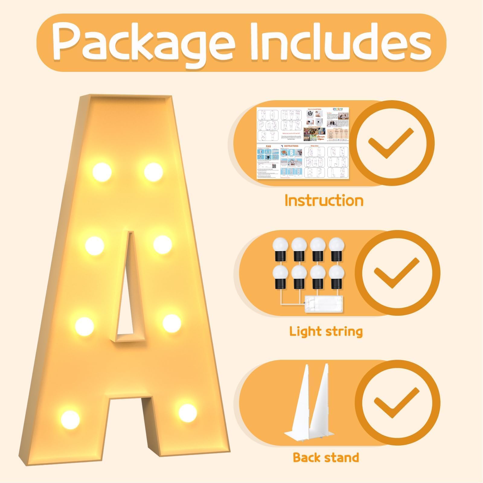 imprsv Marquee Letters 3 Feet Tall A – Large Light Up Letter Decor for Weddings, Birthdays & Engagements