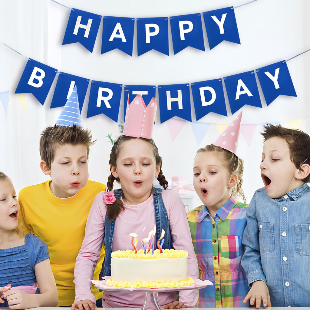 Imtively Happy Birthday Banner – Blue Birthday Garland Backdrop for Parties