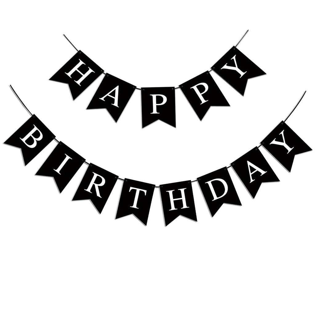 Imtively Happy Birthday Banner – Black Party Backdrop and Decor Sign