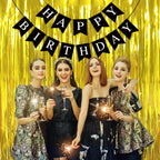 Imtively Happy Birthday Banner – Black Party Backdrop and Decor Sign