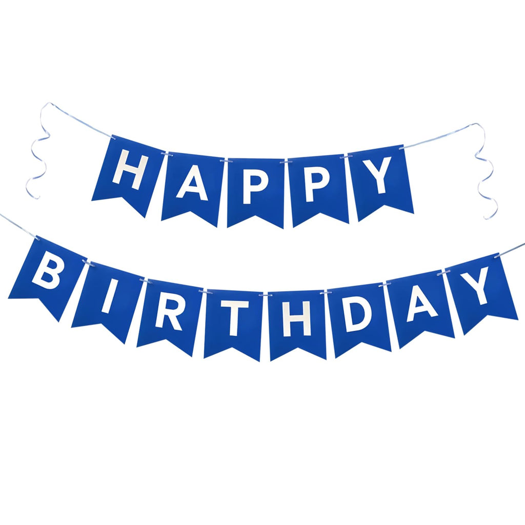 Imtively Happy Birthday Banner – Blue Birthday Garland Backdrop for Parties