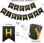 Imtively Happy Birthday Banner - Black and Gold Backdrop Decor for Parties