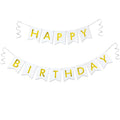 Imtively Happy Birthday Banner – White & Gold Decor, Dovetail Cards, 5m Ribbon, Easy Assembly