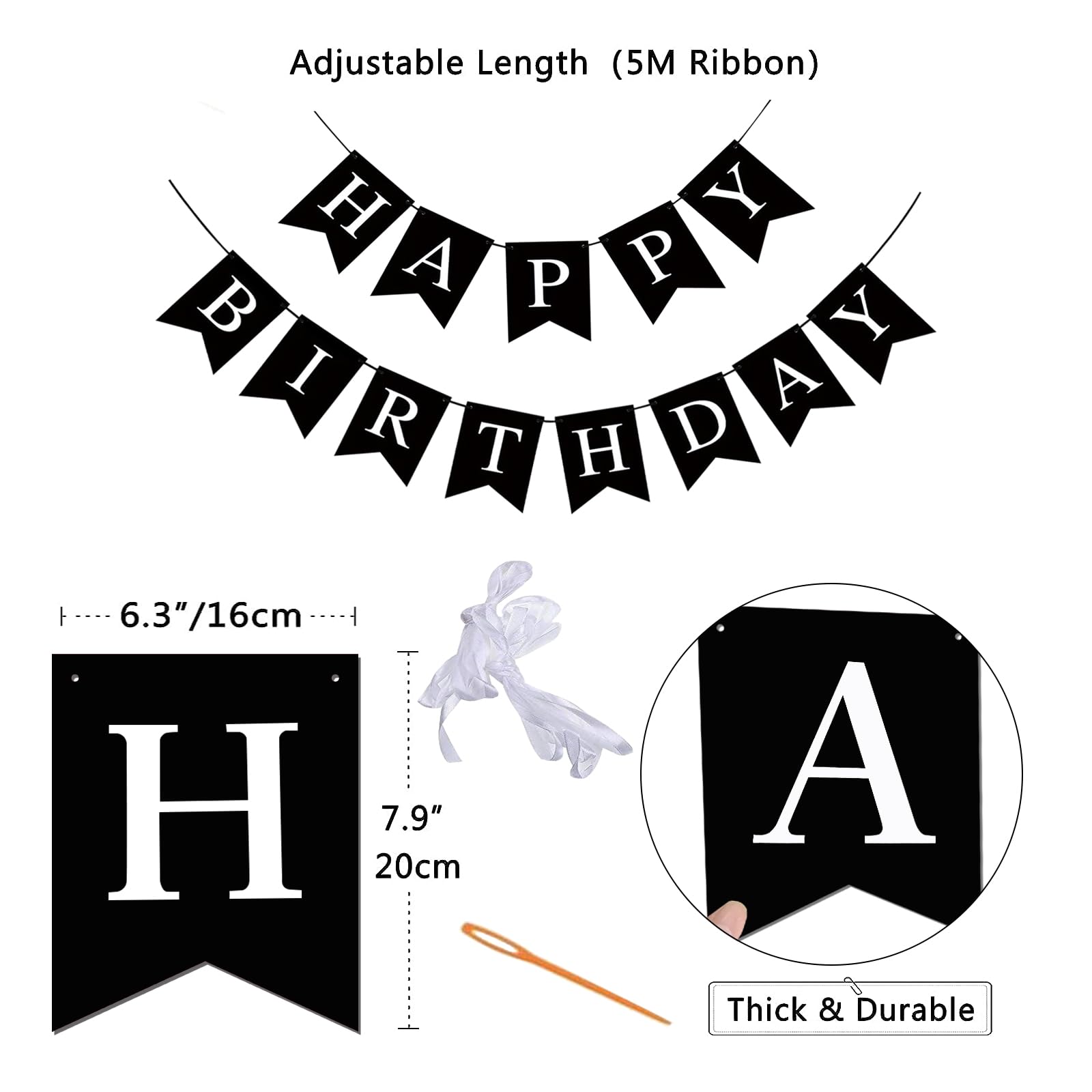 Imtively Happy Birthday Banner – Black Party Backdrop and Decor Sign