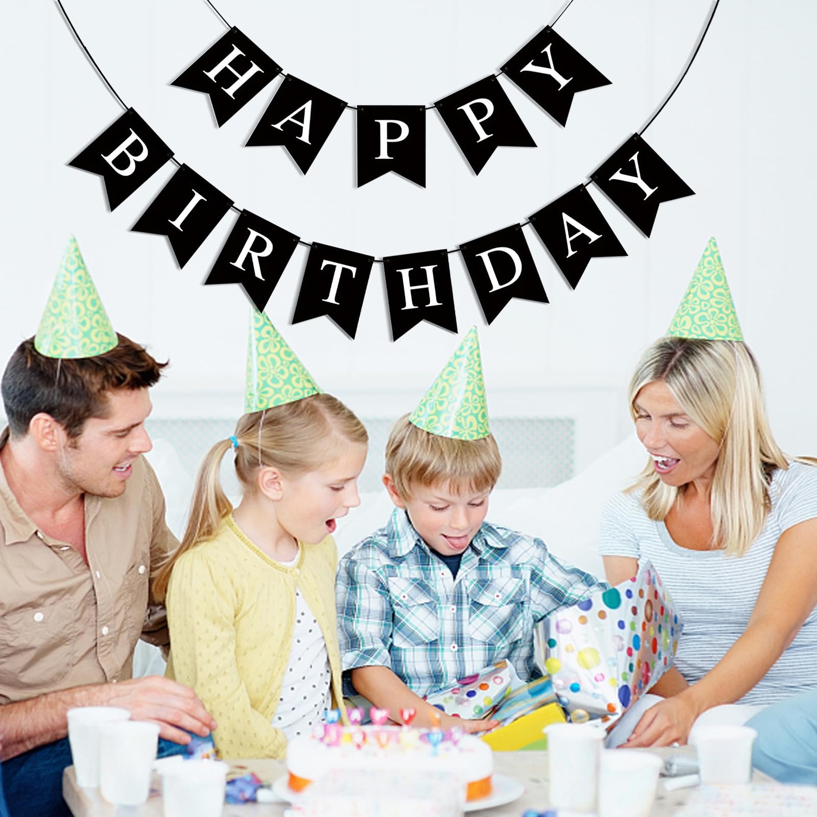 Imtively Happy Birthday Banner – Black Party Backdrop and Decor Sign