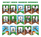 IndoTribe Pixel Happy Birthday Banner – 10ft Adjustable Video Game Birthday Decorations