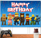 IndoTribe Video Game Birthday Banner - 6x4ft Pixel Backdrop for Boys