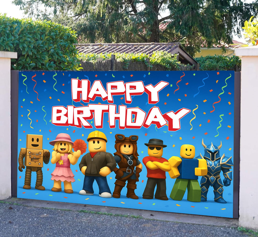 IndoTribe Video Game Birthday Banner - 6x4ft Pixel Backdrop for Boys