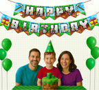 IndoTribe Pixel Happy Birthday Banner – 10ft Adjustable Video Game Birthday Decorations