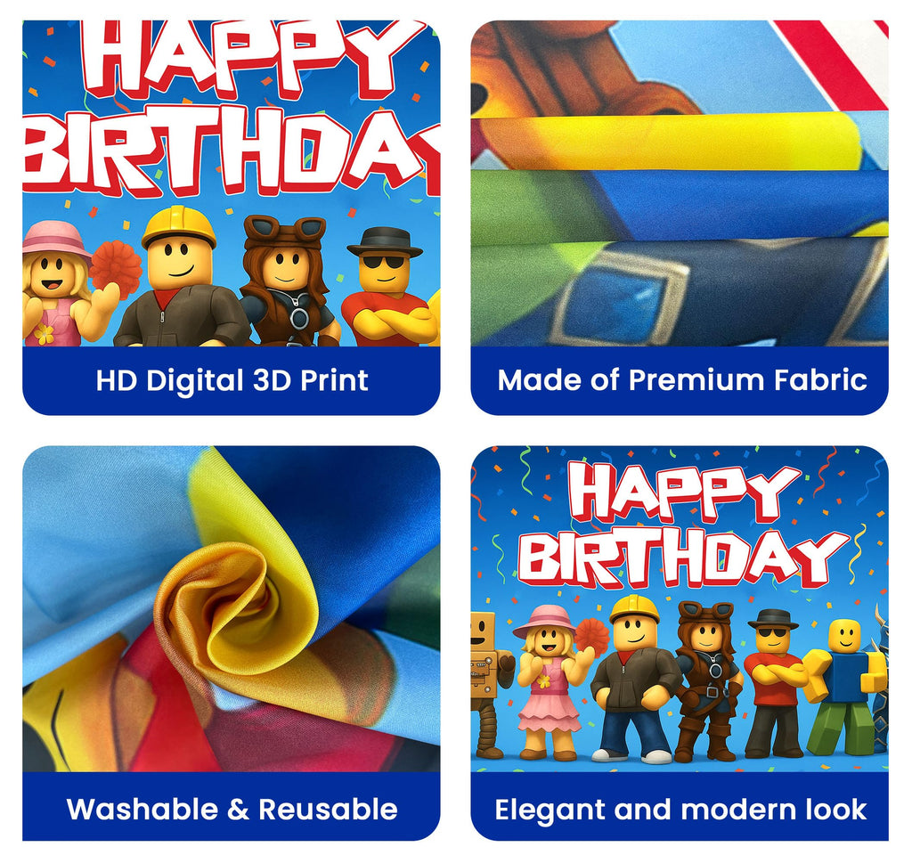 IndoTribe Video Game Birthday Banner - 6x4ft Pixel Backdrop for Boys