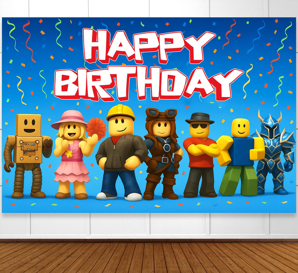 IndoTribe Video Game Birthday Banner - 6x4ft Pixel Backdrop for Boys
