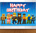 IndoTribe Video Game Birthday Banner - 6x4ft Pixel Backdrop for Boys