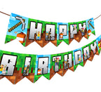 IndoTribe Pixel Happy Birthday Banner – 10ft Adjustable Video Game Birthday Decorations