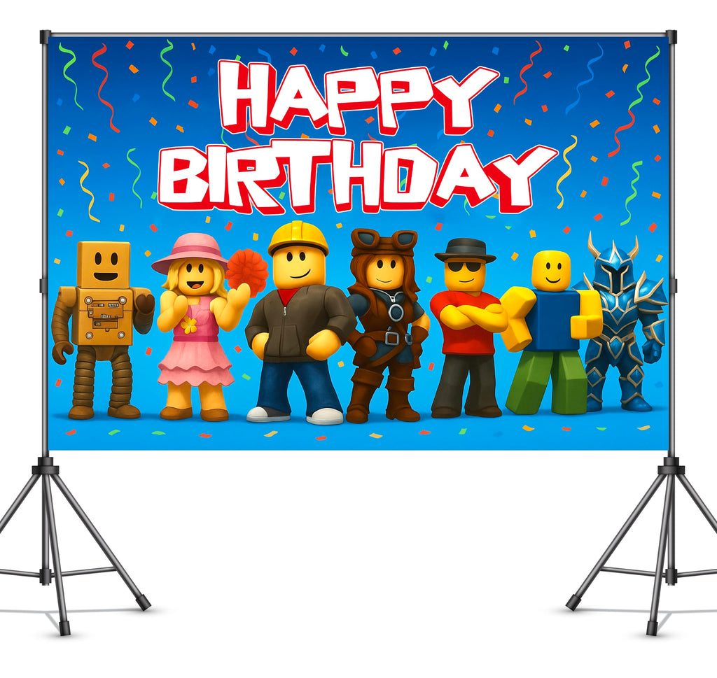 IndoTribe Video Game Birthday Banner - 6x4ft Pixel Backdrop for Boys
