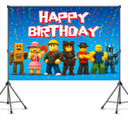 IndoTribe Video Game Birthday Banner - 6x4ft Pixel Backdrop for Boys