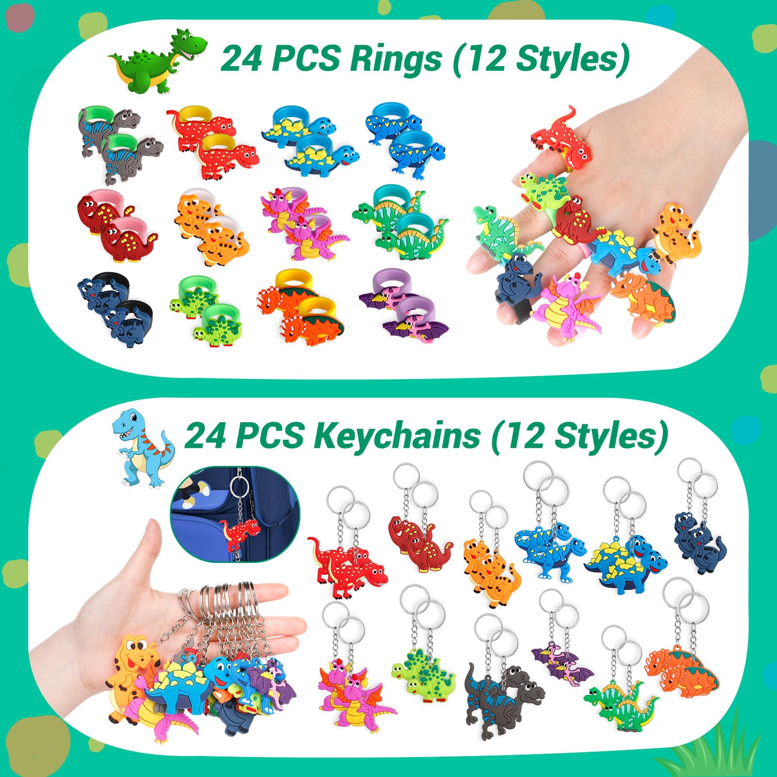 INNOCHEER Dinosaur Party Favors — 24-Pack Birthday Party Supplies