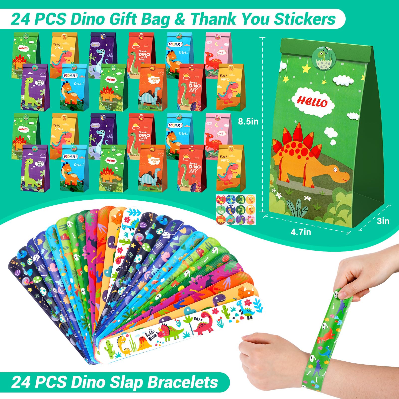INNOCHEER Dinosaur Party Favors — 24-Pack Birthday Party Supplies