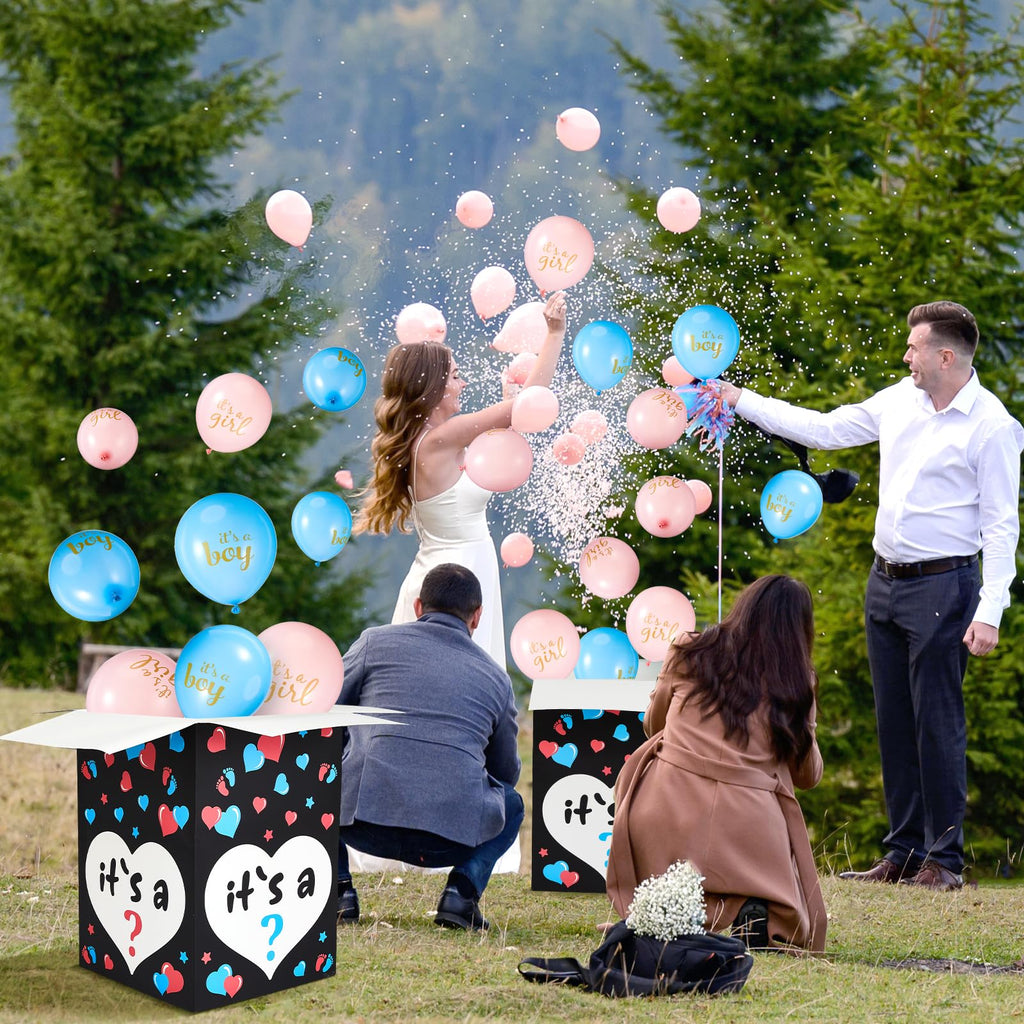 Ireer Gender Reveal Balloon Box with 16 Latex Balloons – Easy Assembly & Party Decor