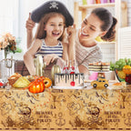 Irenare 3 Pieces Pirate Tablecloth – 54 x 108 in Treasure Map Island Party Decor