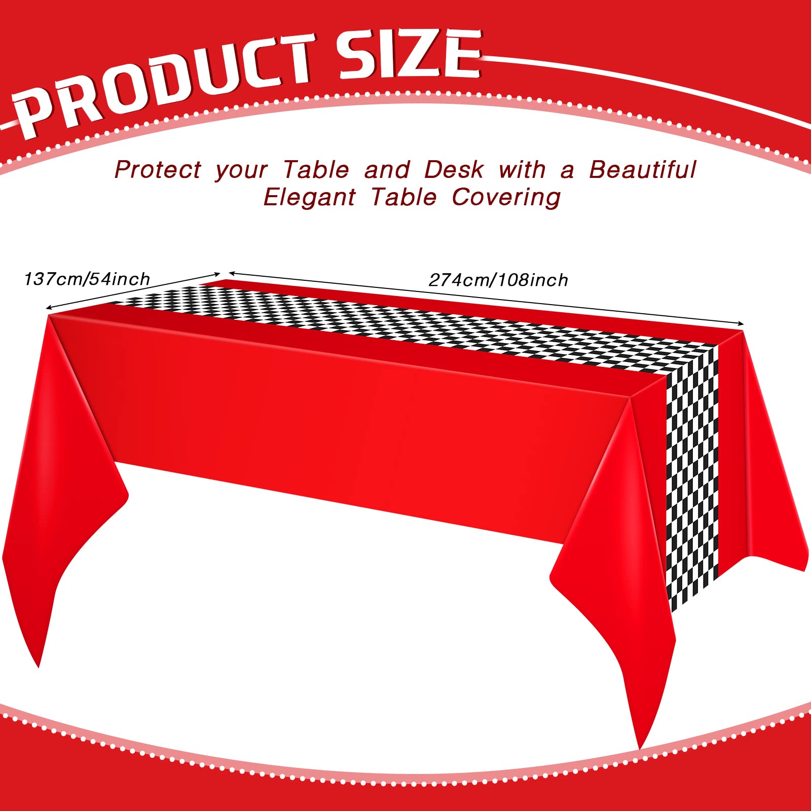 Irenare Racing Tablecloths – 2-Piece Car Theme Table Covers 54 x 108 in