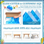 Irenare Ocean Waves Tablecloth 54in x 100ft – Waterproof PE Plastic Table Cover for Beach & Pool Parties