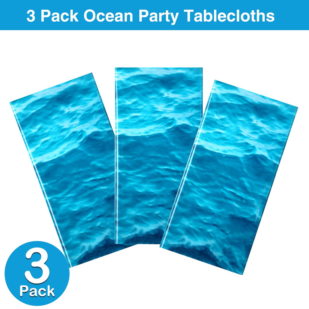 Irenare Ocean Waves Tablecloth 54x108 in – Blue Water Print Beach Party Cover